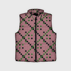 Детский жилет Коричневая с черным и зеленым плитка, цвет: 3D-черный