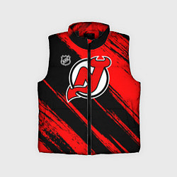 Детский жилет Нью Джерси Девилз - красные потертости, цвет: 3D-черный