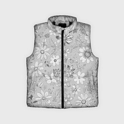 Детский жилет Цветочный светло-серый паттерн, цвет: 3D-черный
