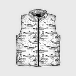 Детский жилет Корюшка и рыбалка в Питере паттерн, цвет: 3D-светло-серый