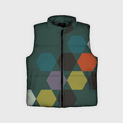 Детский жилет Кластер зеленая ночь, цвет: 3D-черный