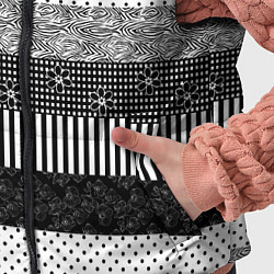 Детский жилет Черно белый полосатый узор из лоскутов, цвет: 3D-черный — фото 2