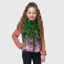 Детский жилет Абстракция - green pink gradient in black web, цвет: 3D-черный — фото 2