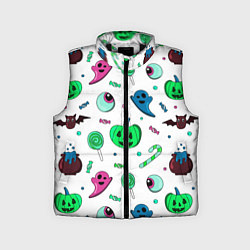 Детский жилет Halloween light green pumpkin - паттерн, цвет: 3D-черный