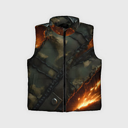 Детский жилет Разорванный камуфляж с огнем, цвет: 3D-черный