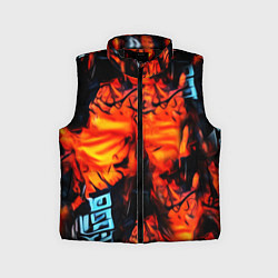Детский жилет Абстрактная текстура рыжего пламени, цвет: 3D-черный