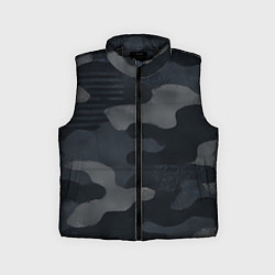 Детский жилет Текстура - камуфляжная синяя ткань, цвет: 3D-черный