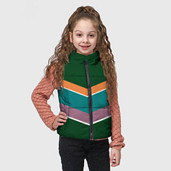 Детский жилет Тёмный зелёный с полосами, цвет: 3D-черный — фото 2
