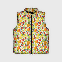 Детский жилет Ягоды и фрукты паттерн, цвет: 3D-черный