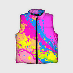 Детский жилет Яркая абстракция из розовых и голубых красок, цвет: 3D-черный