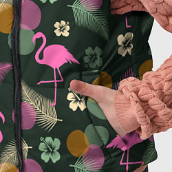 Детский жилет Фламинго и листья на темно-зеленом, цвет: 3D-черный — фото 2