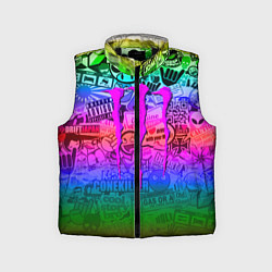Детский жилет Monster energy неоновые стикеры, цвет: 3D-черный