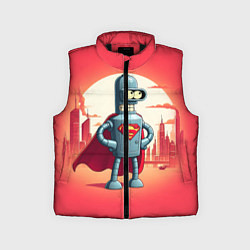 Детский жилет Робот-сгибальщик Бендер супермен - коллаба, цвет: 3D-черный