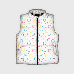 Детский жилет Цветные точки и дуги на белом, цвет: 3D-черный