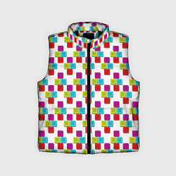 Детский жилет Цветные блоки на белом, цвет: 3D-черный