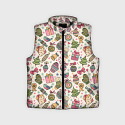 Детский жилет Новогодний паттерн, цвет: 3D-черный