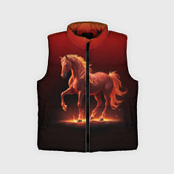 Детский жилет Узор с конем огнем, цвет: 3D-черный