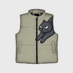 Детский жилет Подозрительно лежачий кот, цвет: 3D-черный