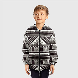 Ветровка с капюшоном детская Etno pattern, цвет: 3D-черный — фото 2
