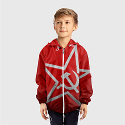 Ветровка с капюшоном детская Флаг СССР: Серп и Молот, цвет: 3D-белый — фото 2