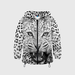 Ветровка с капюшоном детская Белый леопард, цвет: 3D-черный