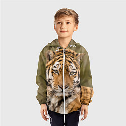 Ветровка с капюшоном детская Милый тигр, цвет: 3D-белый — фото 2