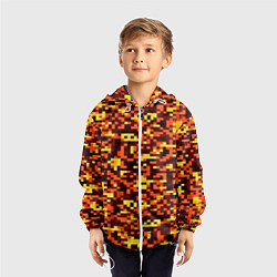 Ветровка с капюшоном детская Камуфляж пиксельный: оранжевый/желтый, цвет: 3D-белый — фото 2