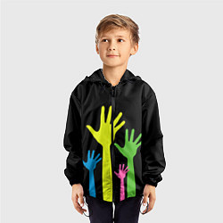 Ветровка с капюшоном детская Руки вверх!, цвет: 3D-черный — фото 2