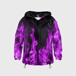 Ветровка с капюшоном детская Фиолетовый огонь, цвет: 3D-черный
