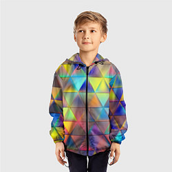 Ветровка с капюшоном детская Разноцветные треугольники, цвет: 3D-черный — фото 2