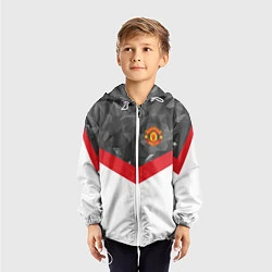 Ветровка с капюшоном детская Man United FC: Grey Polygons, цвет: 3D-белый — фото 2