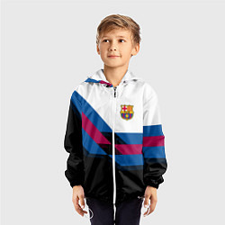 Ветровка с капюшоном детская Barcelona FC: Black style, цвет: 3D-белый — фото 2