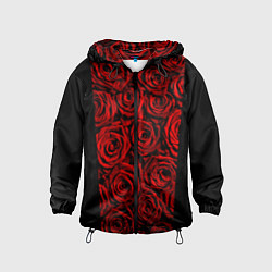 Ветровка с капюшоном детская Унисекс / Красные розы, цвет: 3D-черный