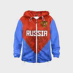 Ветровка с капюшоном детская Russia Red & Blue, цвет: 3D-белый
