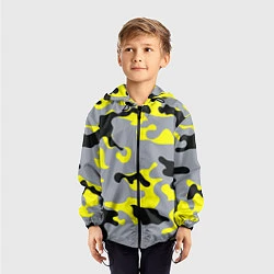 Ветровка с капюшоном детская Yellow & Grey Camouflage, цвет: 3D-черный — фото 2