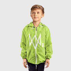 Ветровка с капюшоном детская Watch Dogs 2: Green Back, цвет: 3D-белый — фото 2