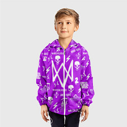 Ветровка с капюшоном детская Watch Dogs 2: Violet Pattern, цвет: 3D-белый — фото 2