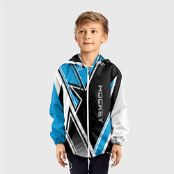 Ветровка с капюшоном детская Hockey black blue white, цвет: 3D-белый — фото 2