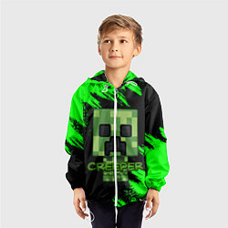 Ветровка с капюшоном детская MINECRAFT CREEPER, цвет: 3D-белый — фото 2