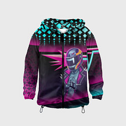 Ветровка с капюшоном детская НЕОНОВЫЙ ГОНЩИК, цвет: 3D-черный