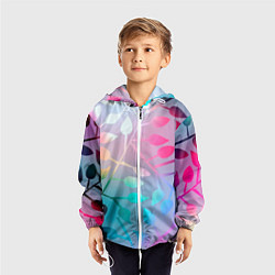 Ветровка с капюшоном детская Листья, цвет: 3D-белый — фото 2