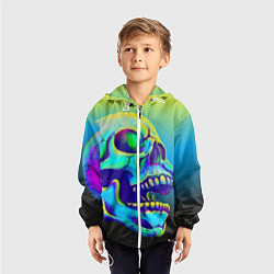 Ветровка с капюшоном детская Neon skull, цвет: 3D-белый — фото 2