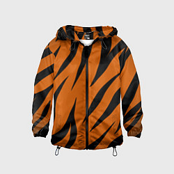 Ветровка с капюшоном детская Текстура тигра, цвет: 3D-черный
