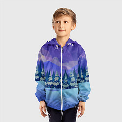 Ветровка с капюшоном детская Зимний лес, цвет: 3D-белый — фото 2