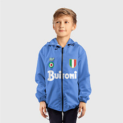 Ветровка с капюшоном детская Диего Марадона Наполи Ретро, цвет: 3D-черный — фото 2