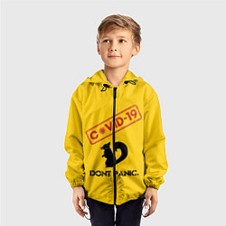 Ветровка с капюшоном детская Dont Panic covid-19, цвет: 3D-черный — фото 2