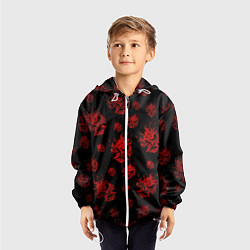 Ветровка с капюшоном детская Samurai pattern - красный, цвет: 3D-белый — фото 2