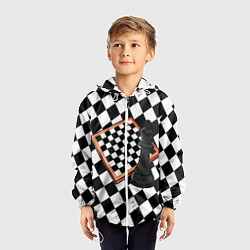 Ветровка с капюшоном детская Шахматы, цвет: 3D-белый — фото 2