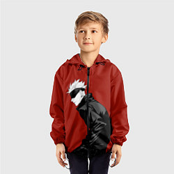 Ветровка с капюшоном детская Годжо Магическая Битва арт02, цвет: 3D-черный — фото 2
