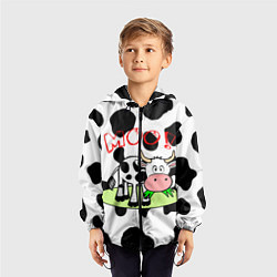 Ветровка с капюшоном детская Moo!, цвет: 3D-черный — фото 2